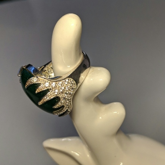 Magic Green Serpentine Statement  Sterling Ring - Picture 2 of 7